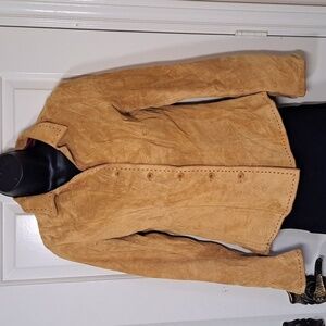 Danier Leather Light Suede Jacket Red Stitching Size XS